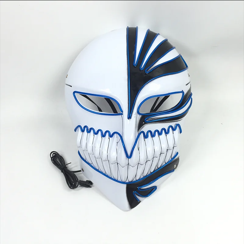 Светящаяся маска аниме японского Блич косплей LED неоновая луминесцентная вечеринка маскарад на Хэллоуин и карнавал.