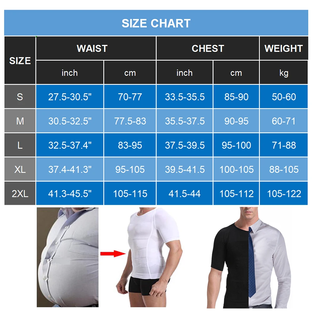 

Men's Compression T shirt Slimming Shaper Posture Vest Male Belly Abdomen For Corrector Body Building Fat Burn Chest Tummy Tops