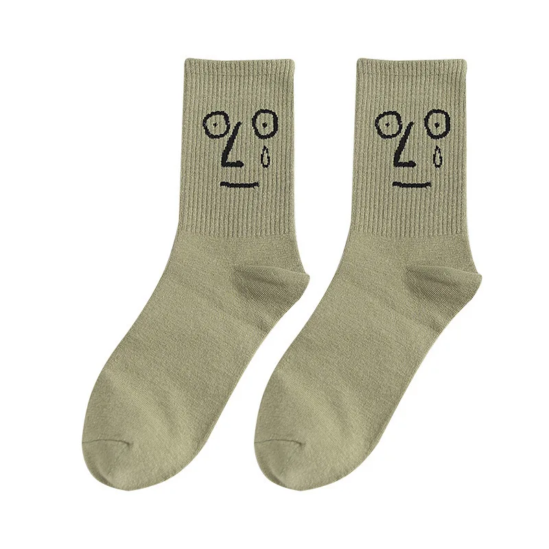 

1 Pair Spring Autumn Women Long Socks Cartoon Creative Funny Printed Girl Socks Casual Comfortable Soft Solid Color Cotton Socks