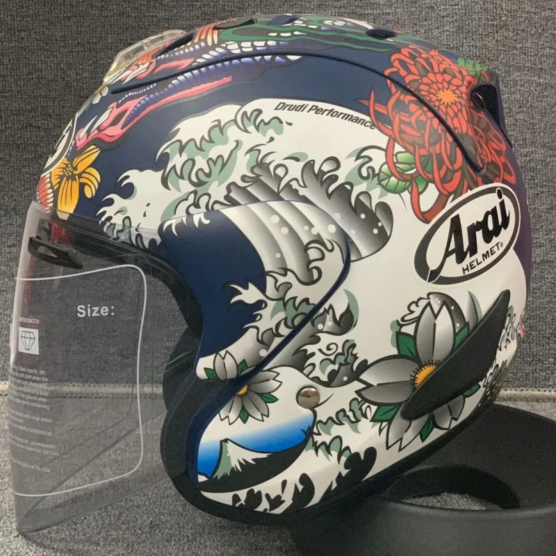 

Световой шлем нового дизайна, японский шлем с изображением дракона на половину козырька для мотоцикла, безопасная шапка для мужчин и женщин...