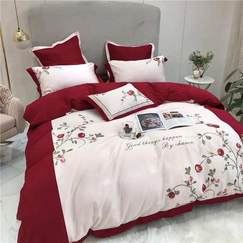 Новый роскошный красный американский Пастырское с вышивкой и цветочным принтом