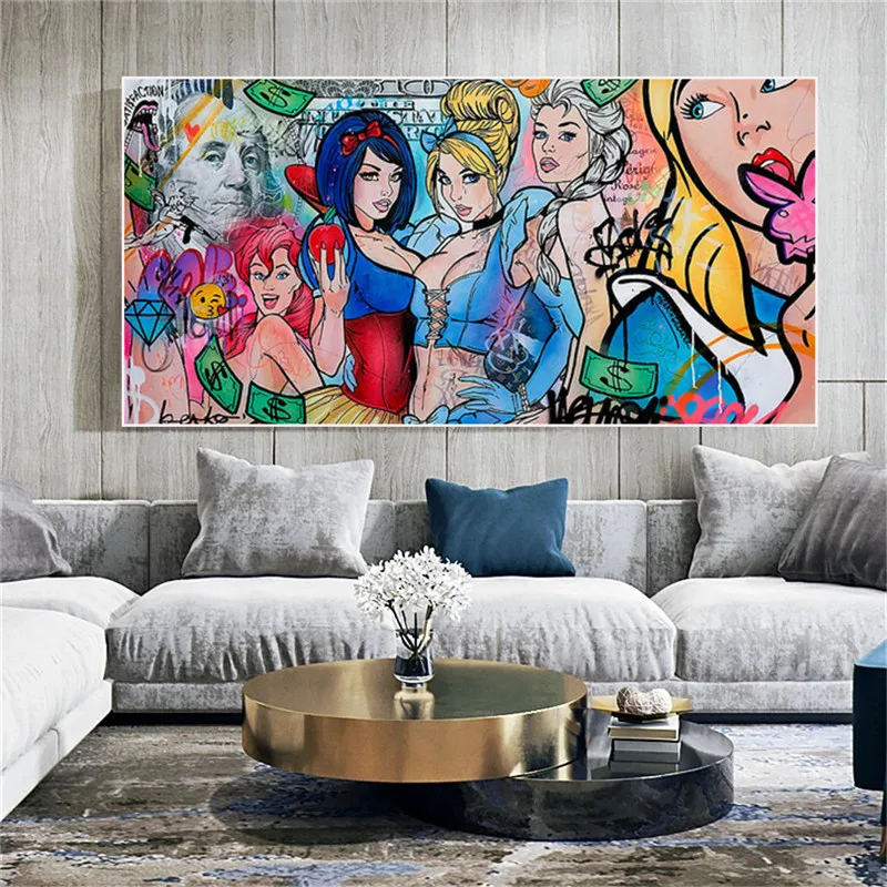 Студийный настенный постер с изображением девушек Диснея граффити искусство