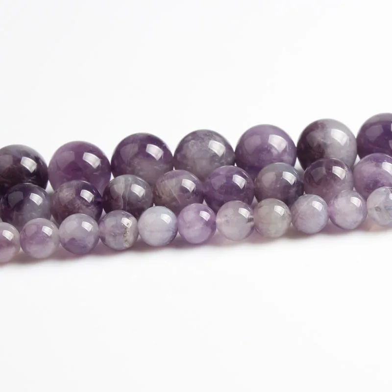 LanLi natural Jewelry 6/8/10mm violet mauve jades Loose Beads DIY men and women Bracelet Necklace anklet Accessories | Украшения и