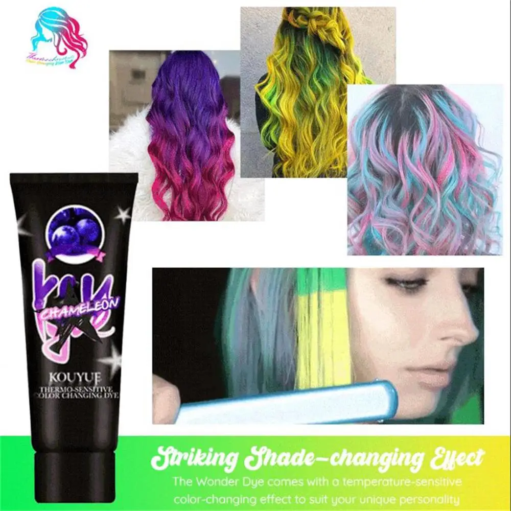 Hot Sale 1PC Fashion Thermochromic Color Changing Wonder Dye Mermaid Hair Cream Thermo Sensing Shade Shifting Wax | Красота и