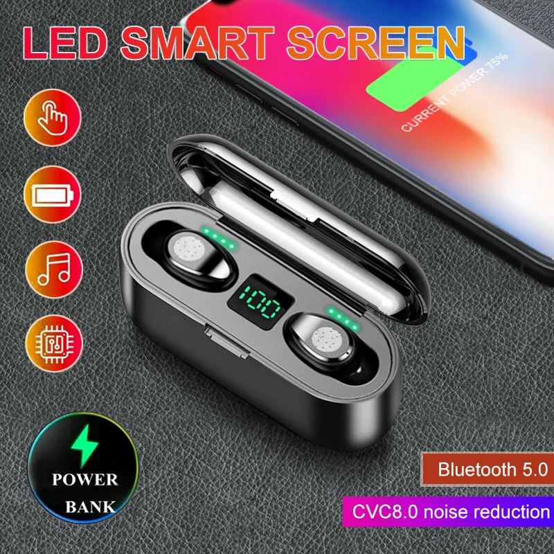 TWS F9 Bluetooth наушники Беспроводные Стереонаушники Спортивные Наушники Гарнитура 2000