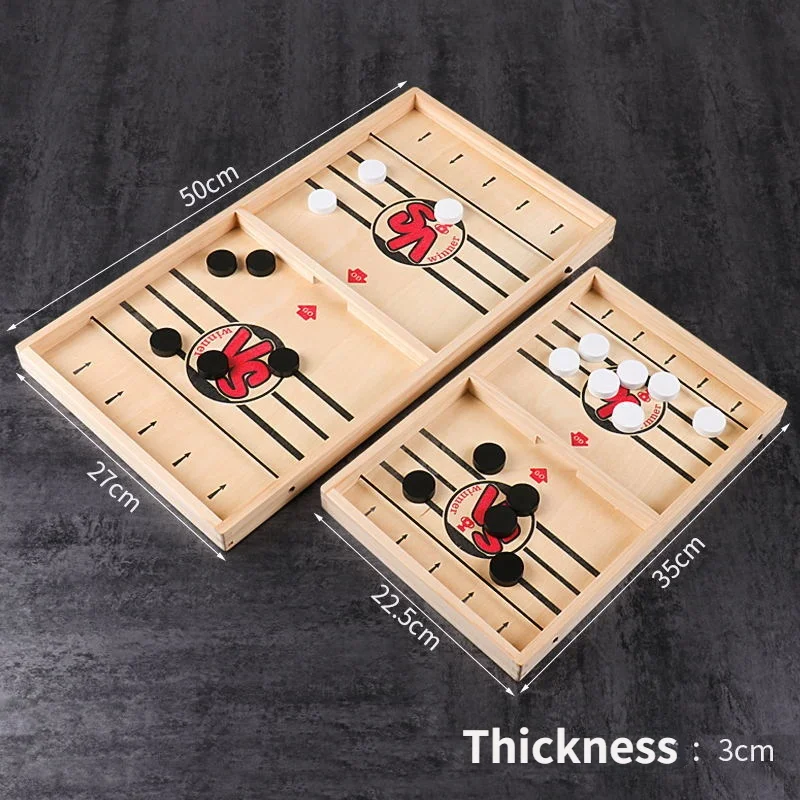 

2 In 1 Fast Sling Puck Game Board Game Paced Wooden Table Hockey Winner Games Double sided Interactive Chess For Adult Children