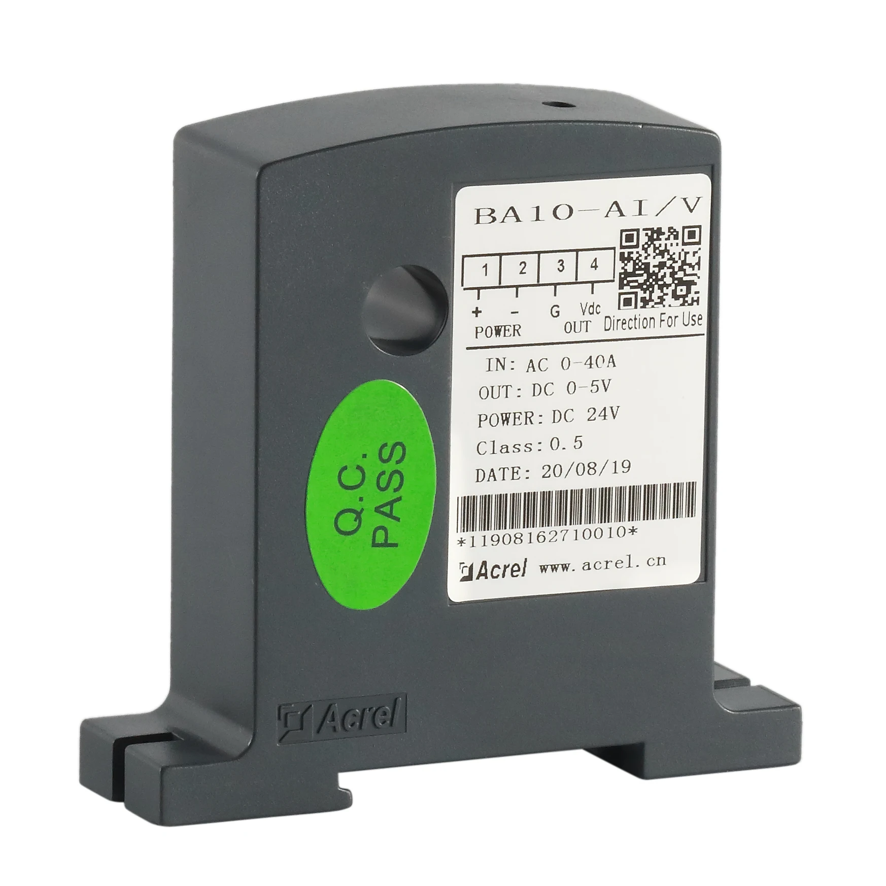 

Acrel BA10- AI/V AC current transmitter with 0-50A input 0-5V Analog output