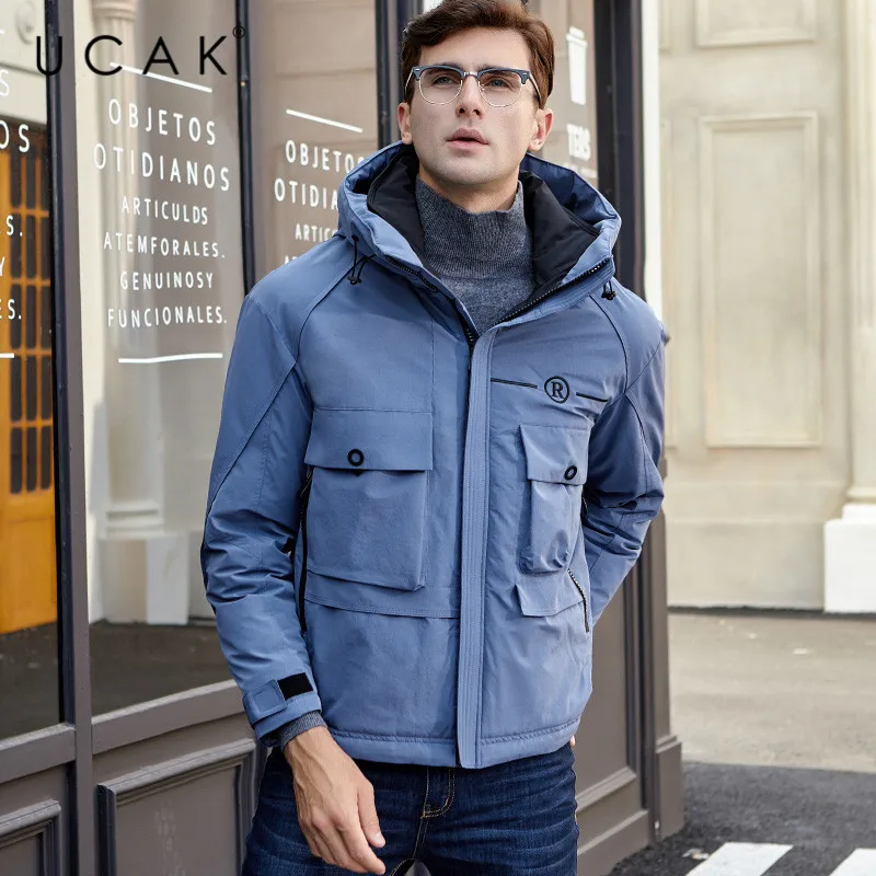 UCAK бренд зимний белый пуховик мужской стильный модный с капюшоном Homme 2019 Новое