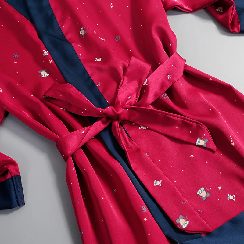 Одежда для сна в стиле оверсайз пижамы ночные рубашки красное женское кимоно