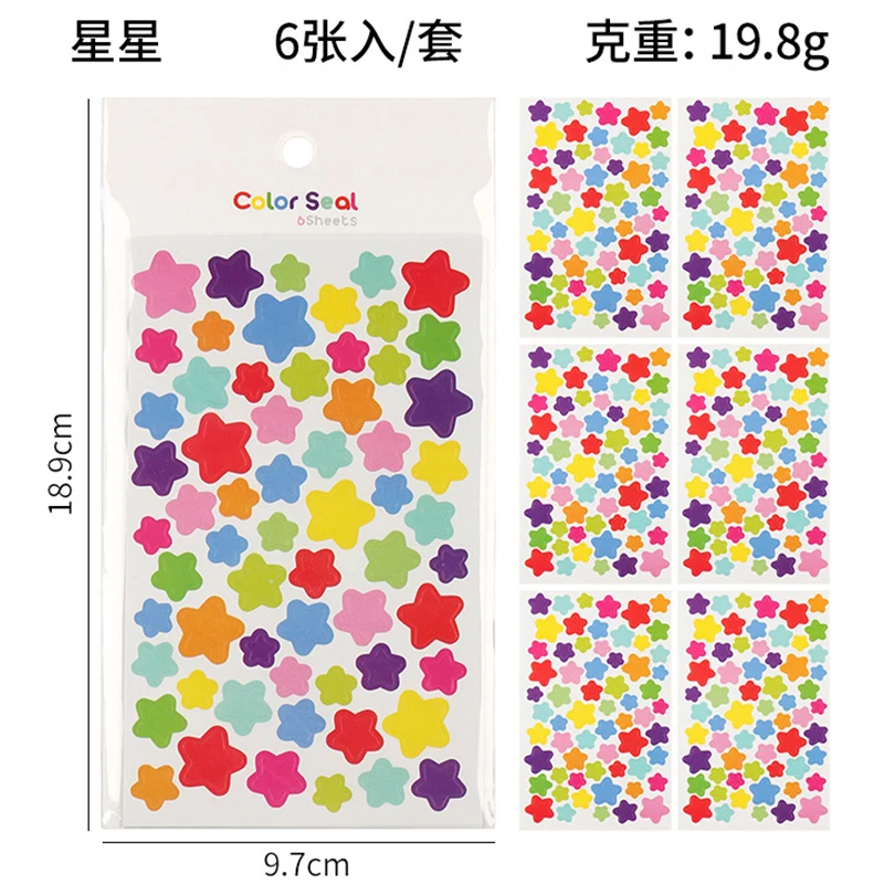 

6pcs/set Creative Cartoon Rainbow Love Corner Stickers Photo Album Hand Account Diary Decoration Stickers Accessories Stickers