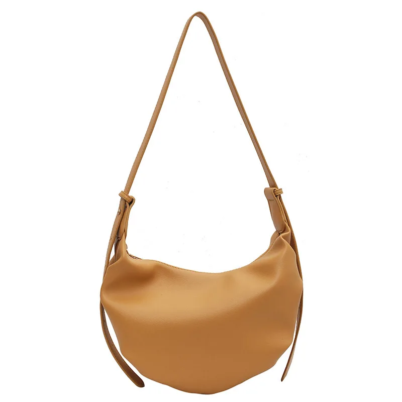 

Solid Color Half-Moon Shoulder Bags for Women 2021 Quality Pu Leather Female Crossbody Bag Designer Summer Luxury Brand Handbags