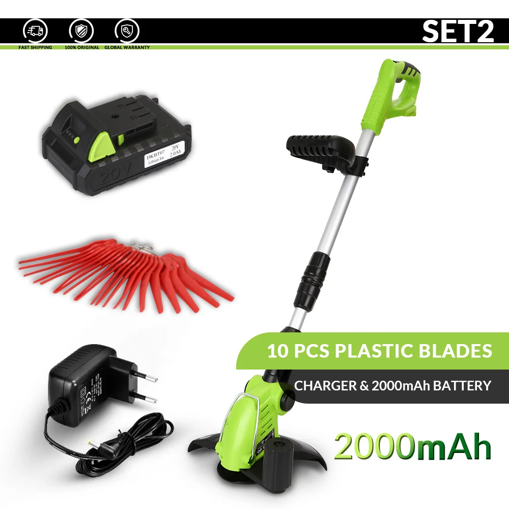 SET 2 DEKO DKGT06 20 в беспроводной триммер для травы газонокосилка регулируемая ручка домашний DIY садовый триммер 1500 мАч литиевая батарея - Цвет: SET 2