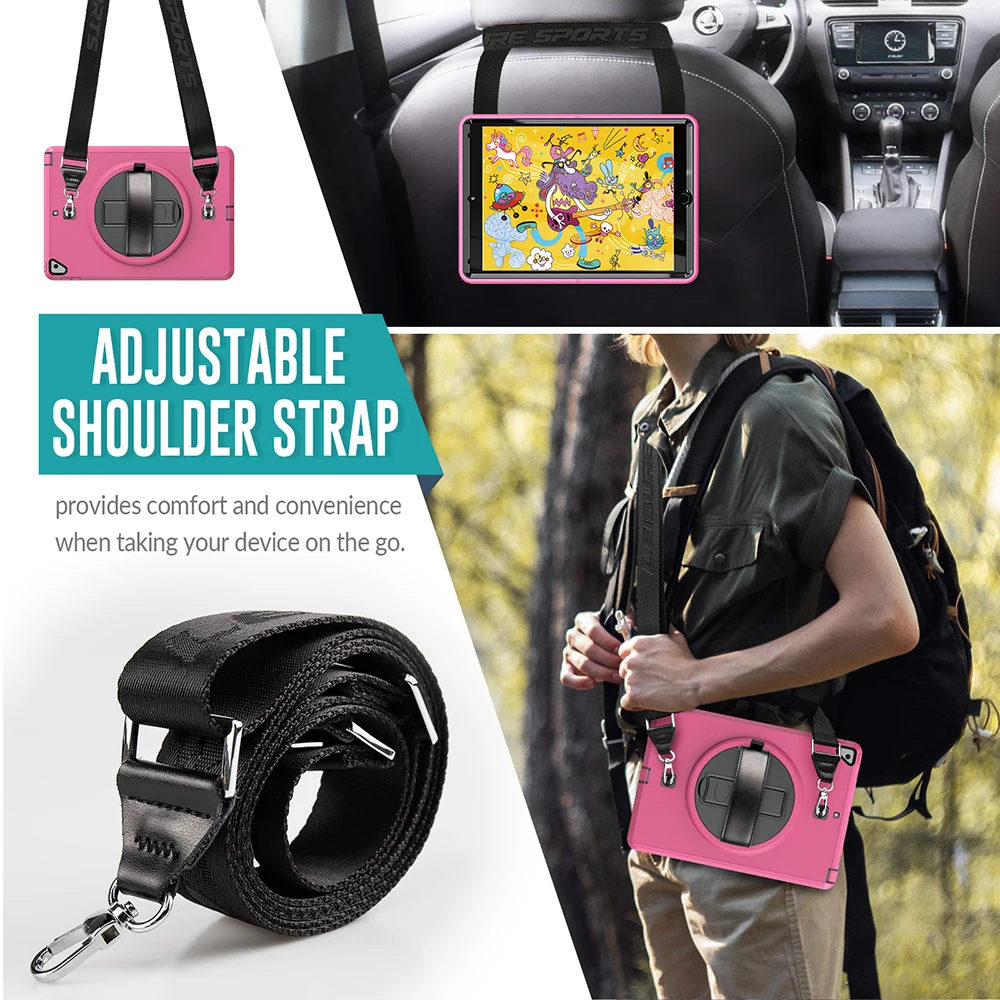 

Hand Strap Case iPad 10.2 10.5 Air 2 Pro 9.7 Silicon TPU+PC Shell Shockproof Stand Cover Mini 4 5 Air4 10.9 Pro11 cover