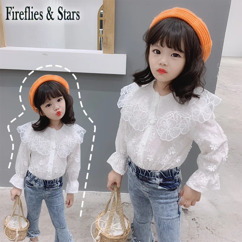 Блузка для девочек на весну и осень Детская рубашка детские топы детская одежда