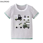 Футболки для мальчиков SAILEROAD, летние детские топы с рисунком транспортного средства, Детская рубашка, детская одежда