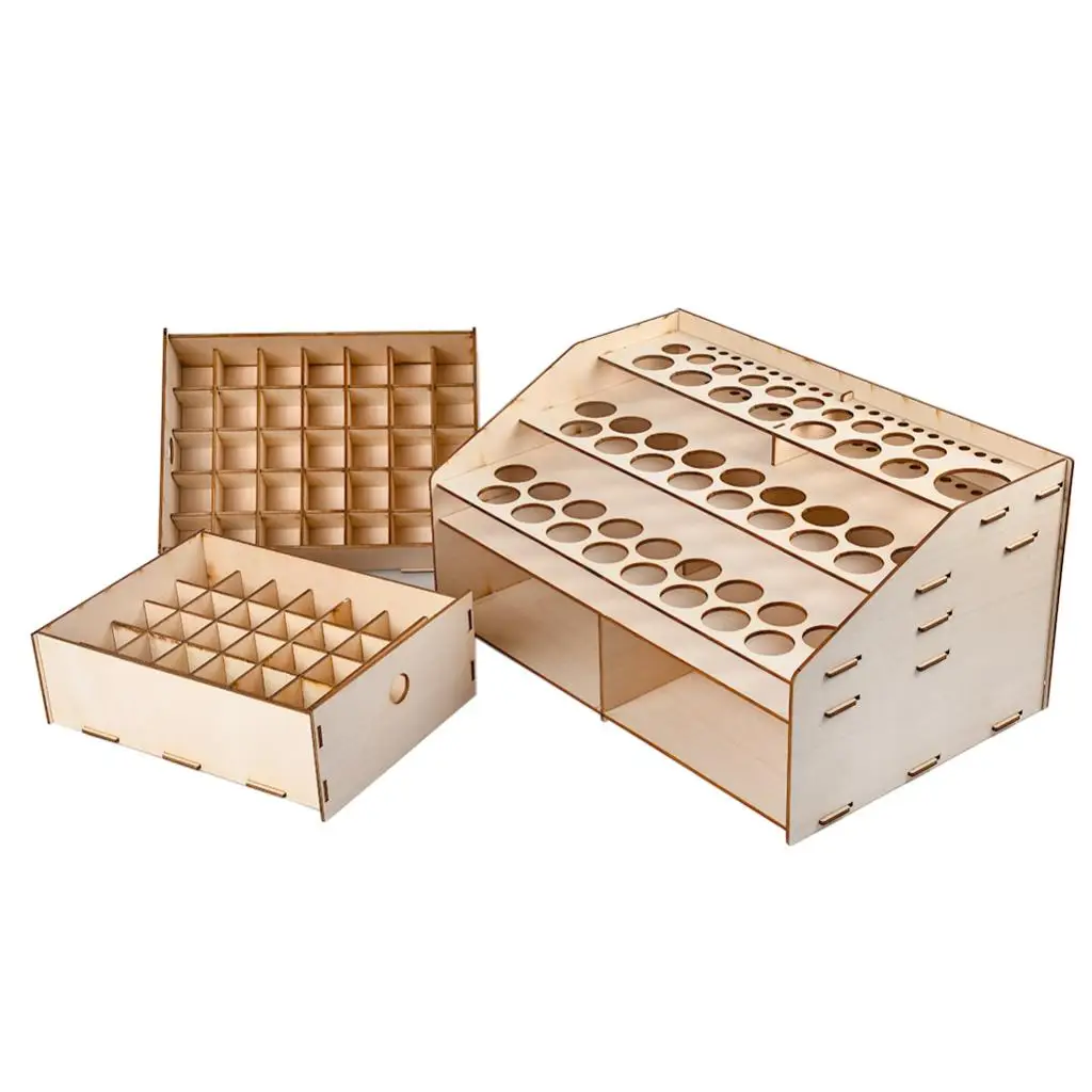 

Wooden Pigment Bottles Stand Rack Self-assembled DIY Tools Brushes Holder