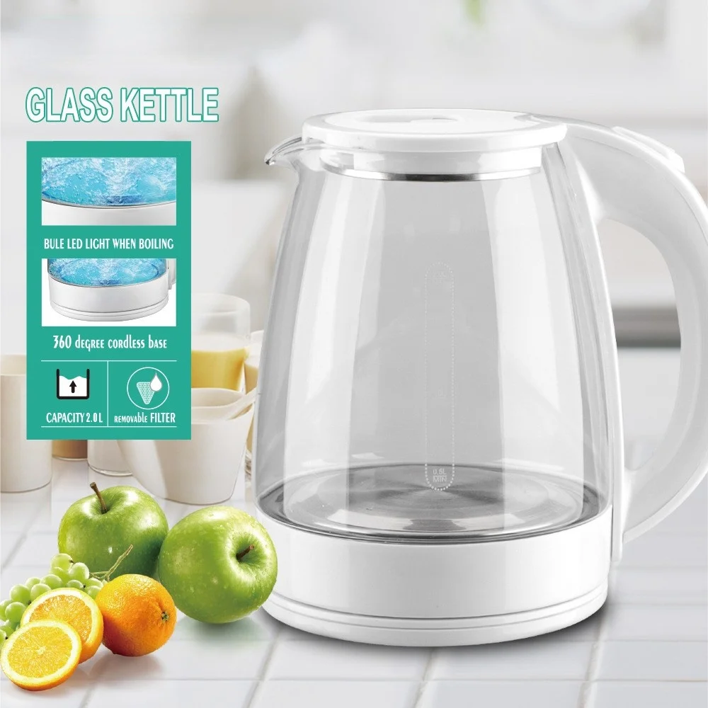 

European standard high-quality high boron glass blue lamp electric kettle household health pot automatic power off anti dry