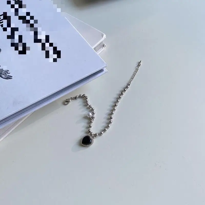 Новинка 2022 стильный черный женский браслет с жемчугом из титановой стали и