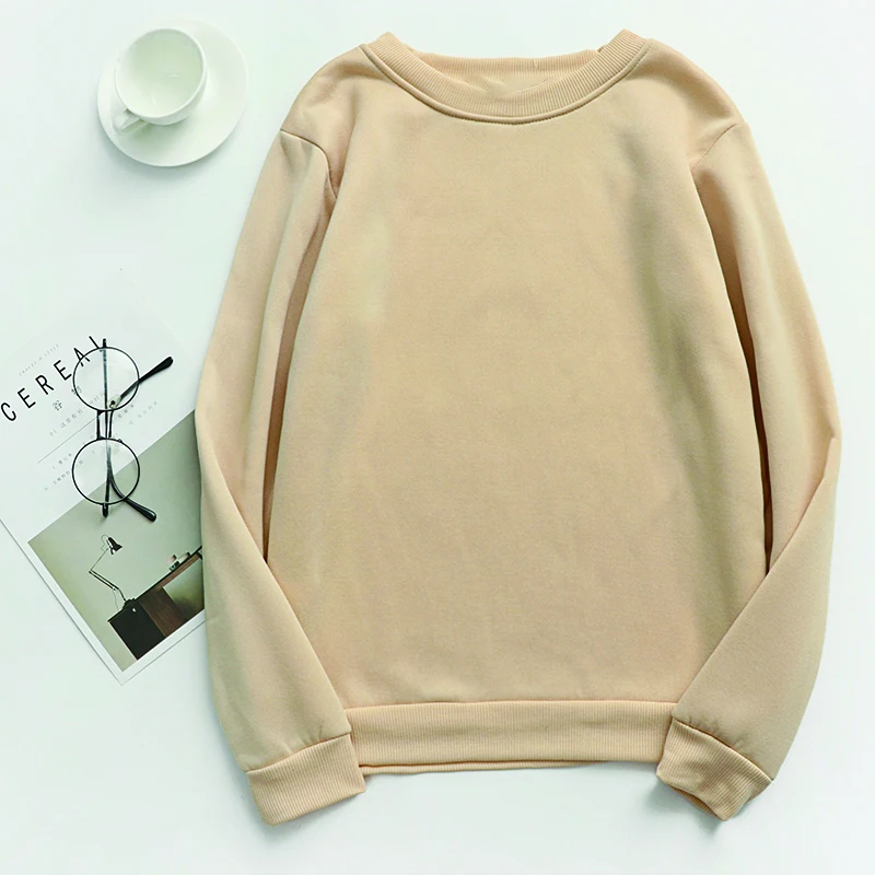 Однотонная Толстовка с длинным рукавом и круглым вырезом | Женская одежда