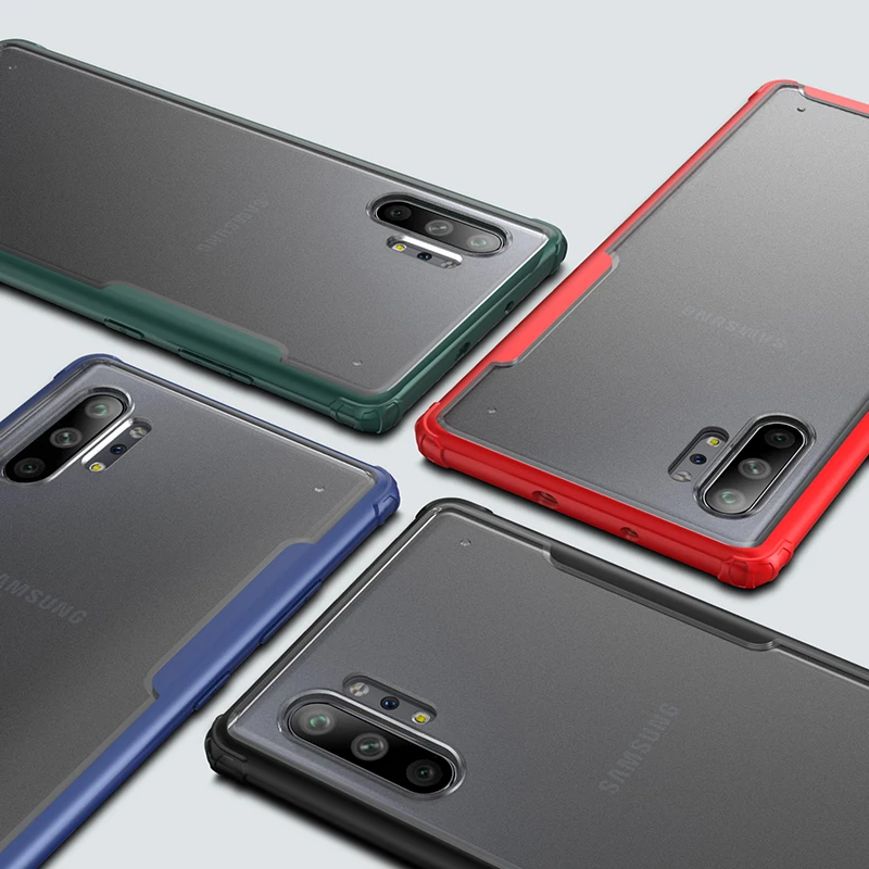 Чехол для Samsung Galaxy Note 10 Plus мягкий силиконовый чехол + жесткий матовый прозрачный