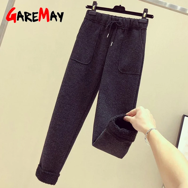 GareMay Women Winter Cashmere Harem Pants Thick Warm Female Loose Casual For Wide Leg Trousers | Женская одежда