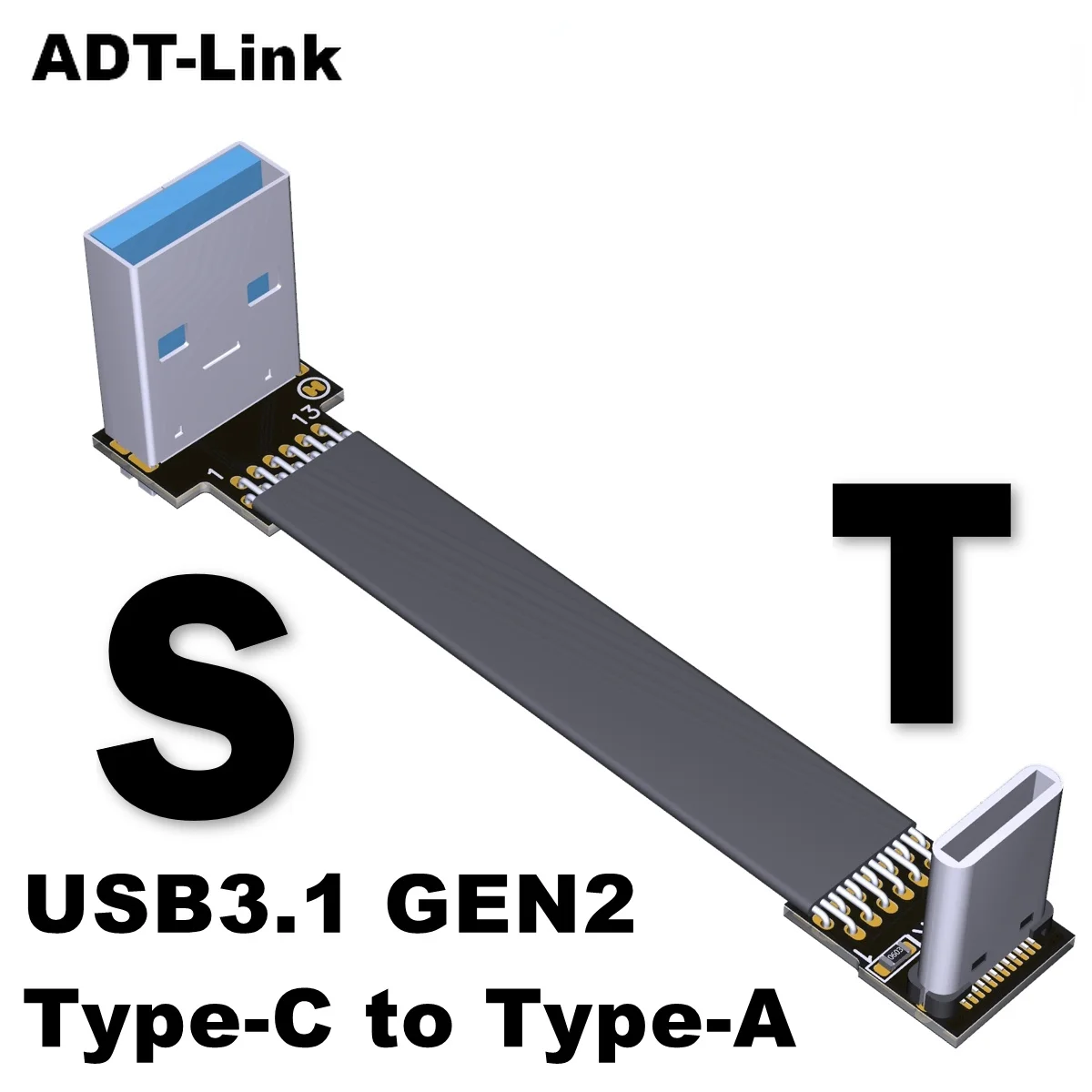 Cable USB tipo C para sincronización de carga rápida y transferencia de datos, Cable de 10Gbps, cinta plana USB-C 3,1 Gen 2 USB-A Android, cargador 3A tipo C