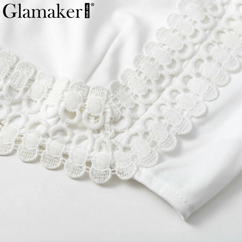 Glamaker, кружевное Белое Облегающее мини-платье, Женский костюм из двух частей, с расклешенными рукавами, зимнее платье, осенние короткие сексуальные вечерние элегантные платья для клуба
