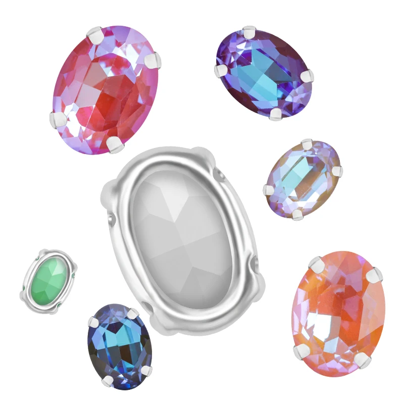 Утолщенные медные когти разы овальной формы мокко стекло искусственные камни