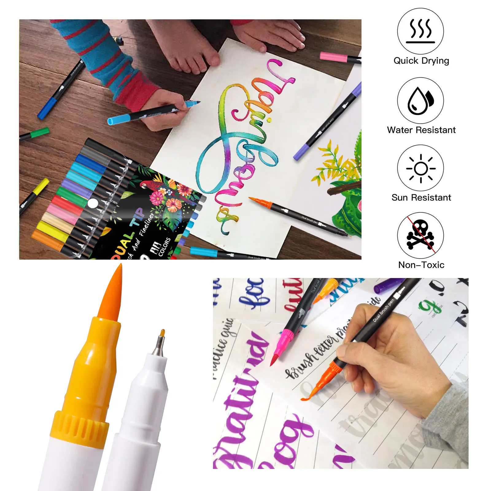 Горячая Распродажа 12 шт Двусторонние цветные художественные ручки с мягкой