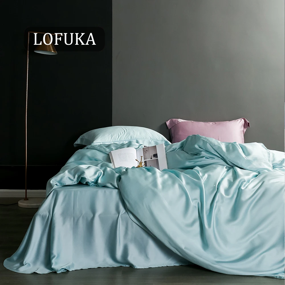 

Lofuka Top Grade 100% Silk Bedding Set Nature Beauty Duvet Cover Queen King Flat Sheet Bed Linen Pillowcase For Sleep Bed Set