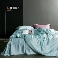 lofuka top grade 100 silk bedding set nature beauty duvet cover queen king flat sheet bed linen pillowcase for sleep bed set