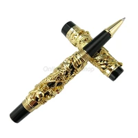 jinhao luxury dragon phoenix rollerball pen metal carving embossing heavy pen golden black for business gift pen