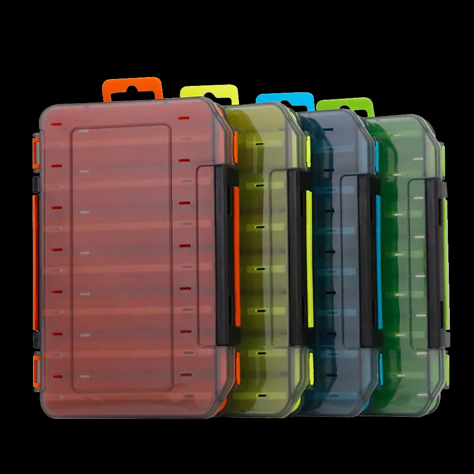 

WALK FISH Fishing Lure Box Double Sided Fishing Accessories Boxes 14 Compartments Fishing Tackle Box Lure Hook Storage Case Box