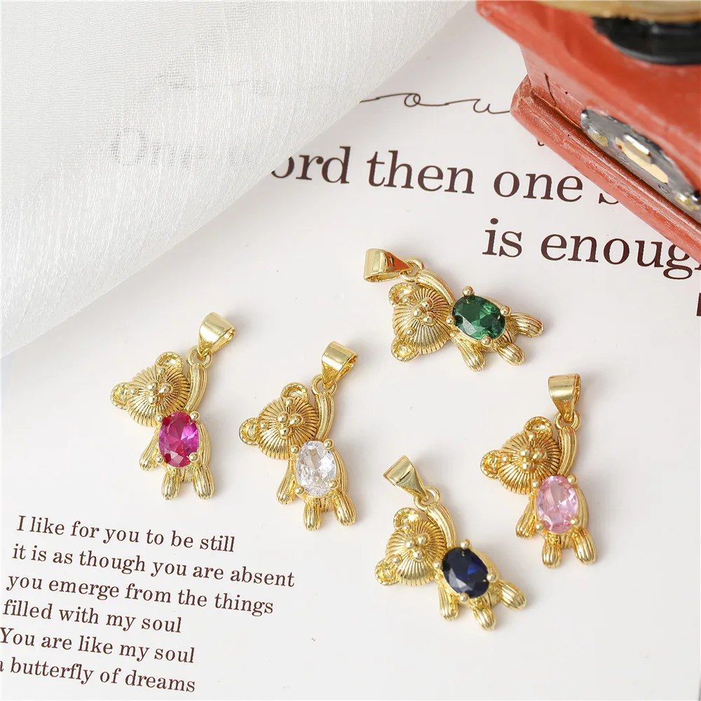 Милый медведь инкрустированный цирконием золотой кулон в виде медного медведя