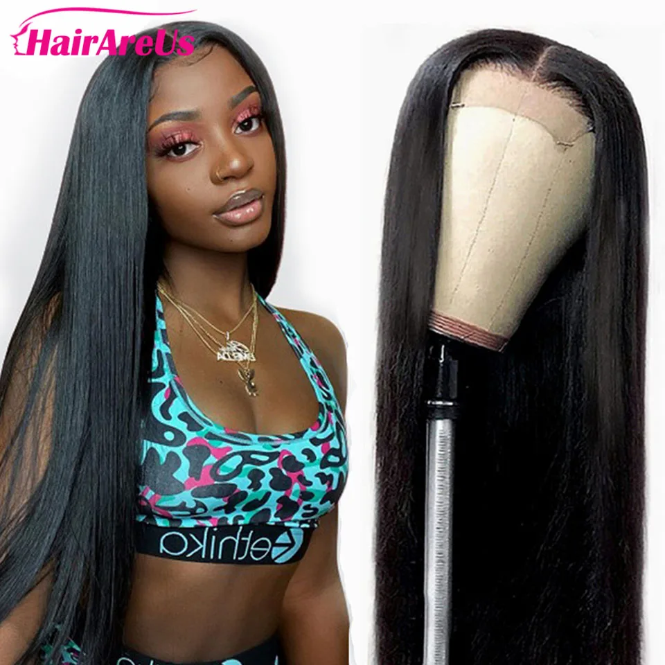 

Lace Closure Human Hair Wigs Brazilian Straight Pre Plucked 4x4 Transparent Lace Wig Remy Hair For Women 30 Inch Long