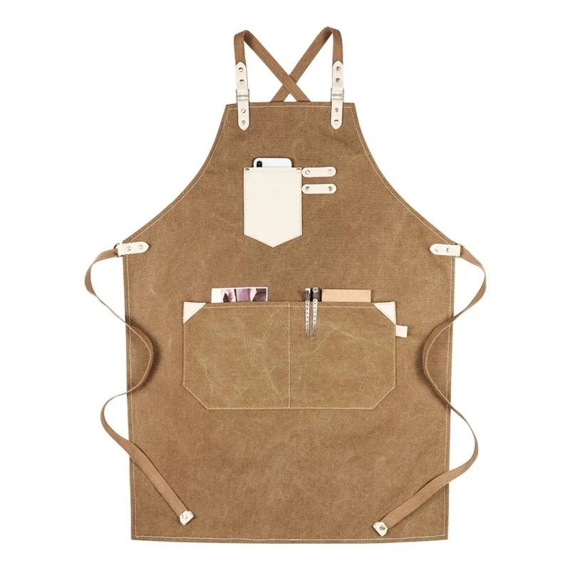 

A027 New Fashion Unisex Work Apron For Men Canvas Adjustable Cooking Kitchen Aprons For Woman With Coffee Bar Waiter Clothing