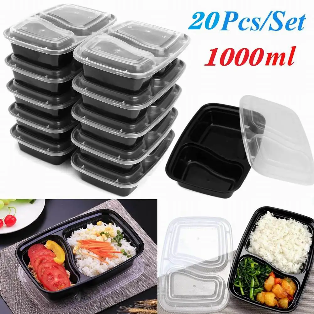 35 oz 2 Compartment Meal Prep Containers with Lids Durable BPA Free Plastic Food Storage Stackable Kitchen supplies | Дом и сад
