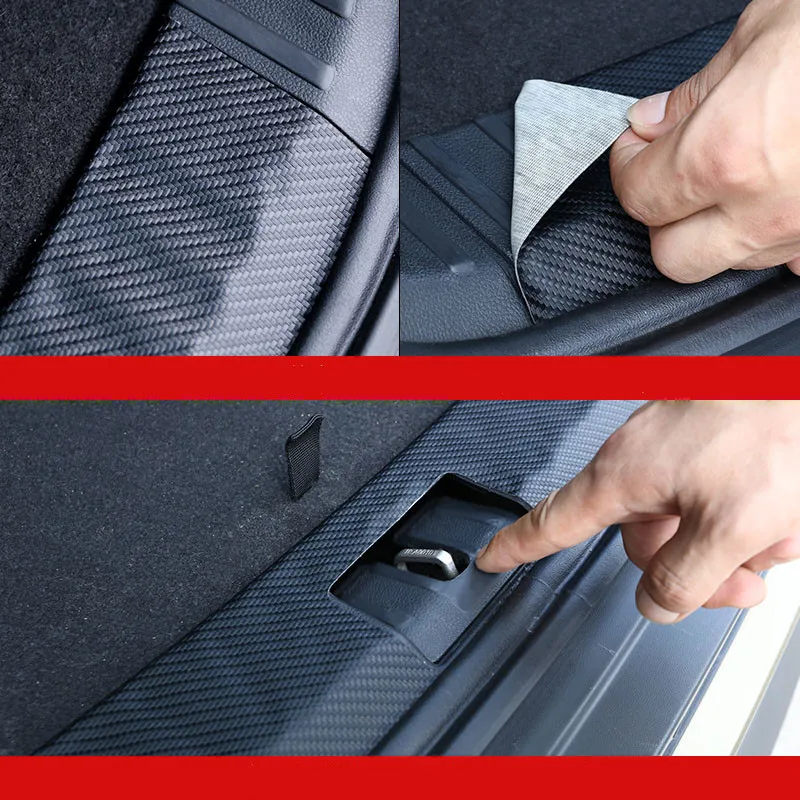 Carbon Fiber Printed Microfiber Leather Car Rear Trunk End Trim Bumper Protection Sticker Scratch Cover for Skoda Kodiaq Styling |