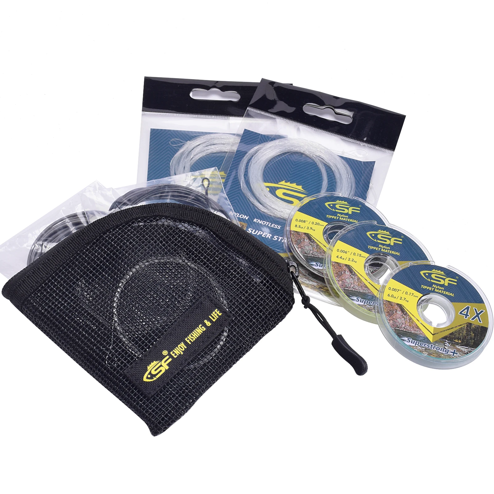 SF Fly Fishing Scandi Skagit Spey Tip Wallet 7 Slots Black Mesh Tapered Leader Polyleader Shooting Heads Case Stora