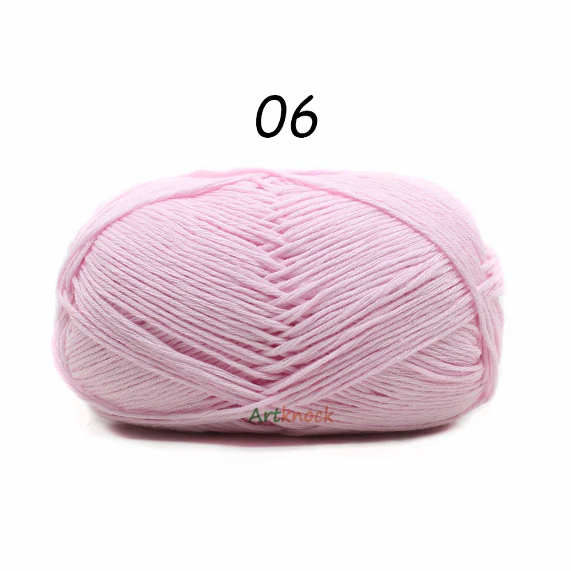 06 1PC 50 г хлопковая пряжа Органическая пряжа для вязания вязанных свитеров носки 24 цвета крючком иглы № 2 - Цвет: 06 1PC