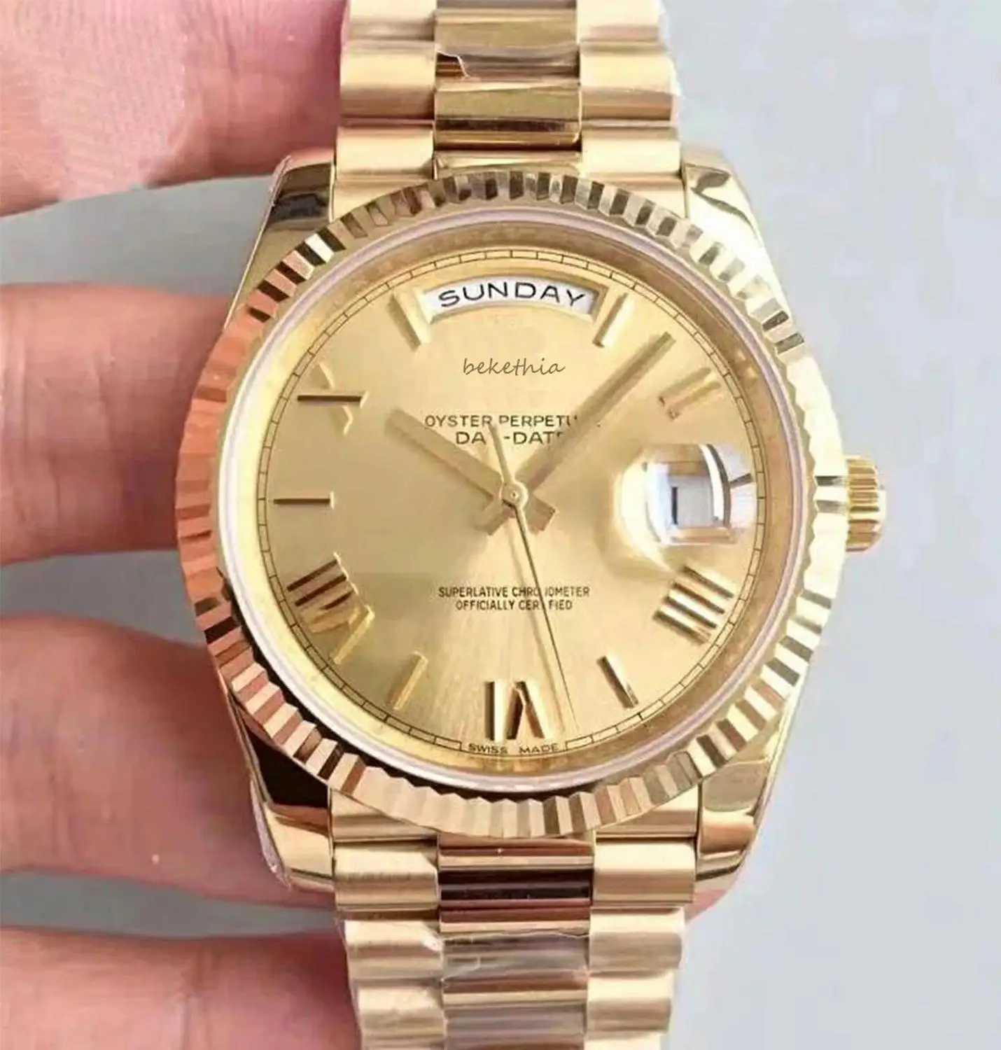 

New men's automatic watch 18K gold series date sapphire glass 40mm Gold Dial 2813 stainless steel automatic movement Watch