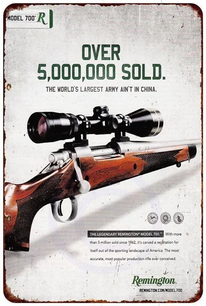 

Remington 700 Over 5 Million Sold Vintage Look Reproduction Metal Sign