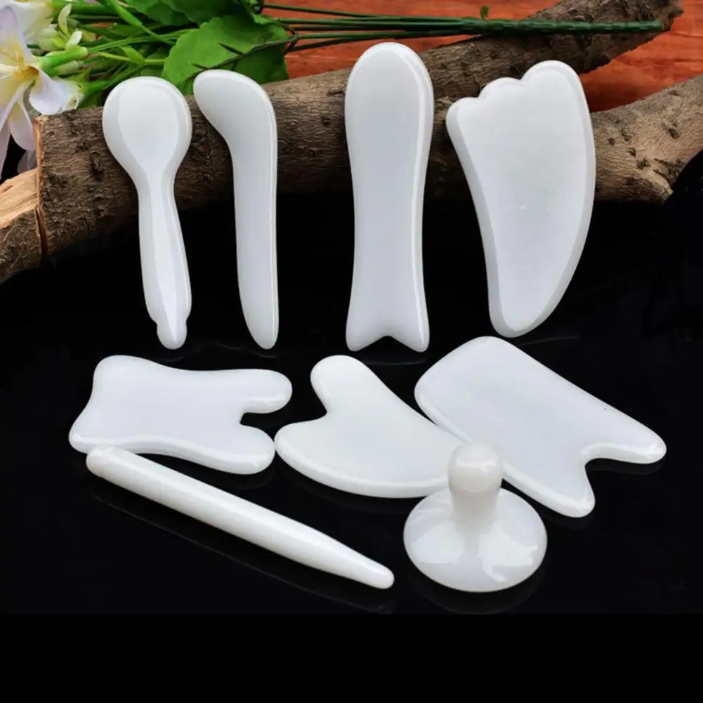 

Guasha Supplies Multiple Shapes Promote Blood Circulation White Faux Jade Massage Board Tools for Skin