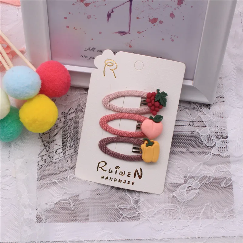 

Fashion All-match Fruit And Vegetable Hair Clip Korean Children Cartoon Bangs Clip Three-piece Hair Accessory