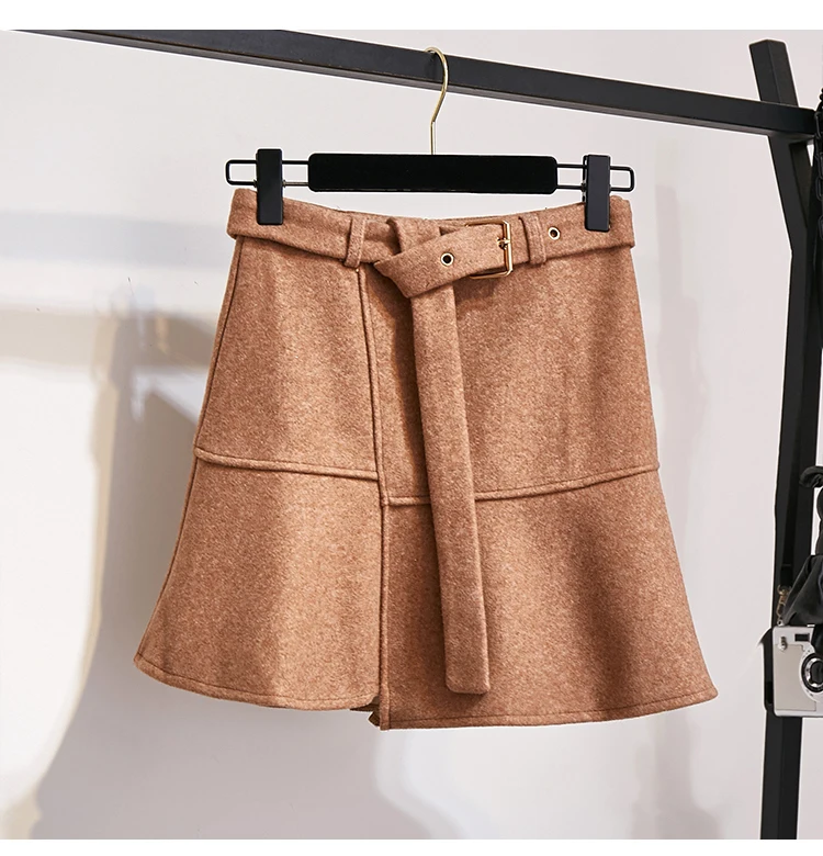 New Winter Pullover Sweater& Woolen Cloth Lantern Sleeve Knitted Top Irregular Skirt Suit With Belt Outfit Casaul Clothes
