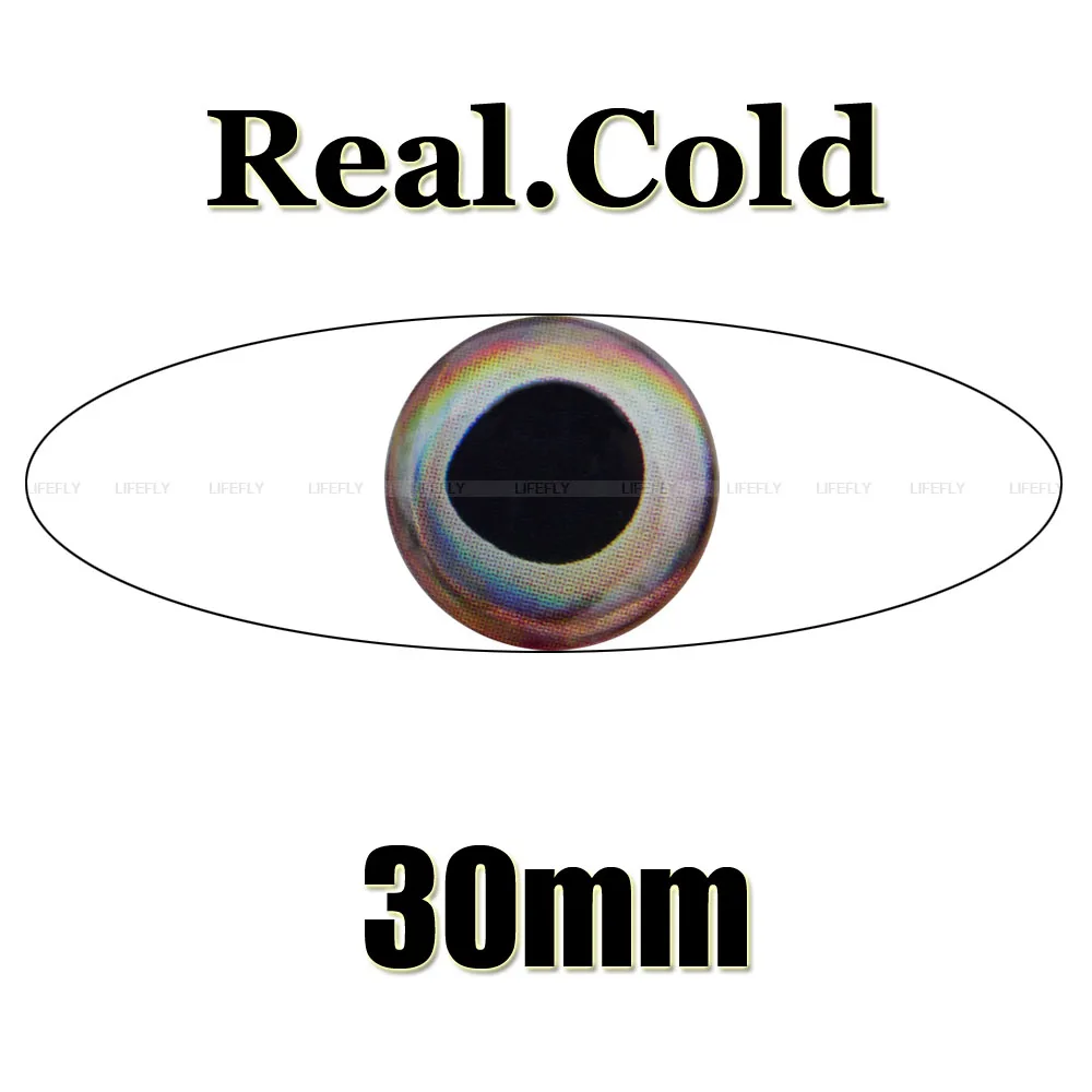 30mm 3D Real.Cold / 60 Soft Molded 3D Holographic Fish Eyes, Fly Tying, Jig, Lure Making