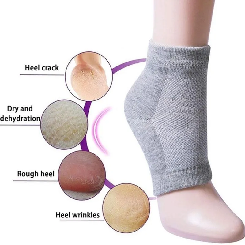 

1pair Heel Protection Sock Moisture Cracked Heel Socks Sleeve Moisturizing Heel Pain Cushion Ankle High Heel Socks