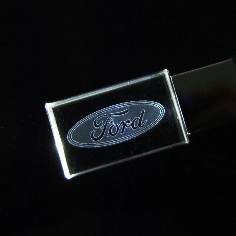 Прозрачный Кристальный светодиодный Флешка Ford Car Logo 32 Гб 16 USB флеш накопитель 2 0