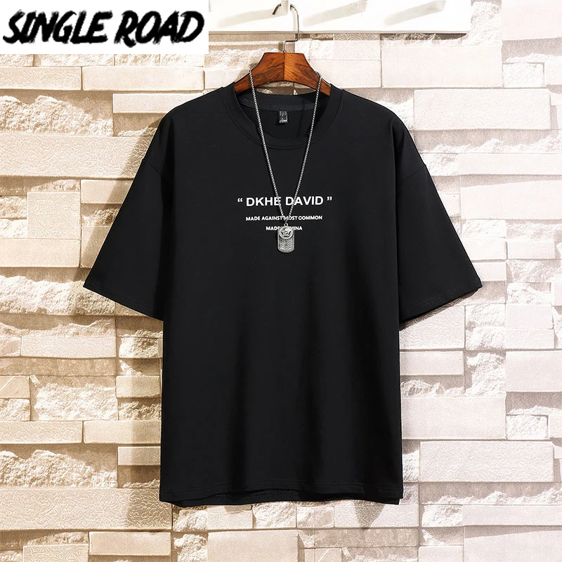 Мужская футболка с одной дорожкой 2021 летний топ большой размер хлопок панк хип