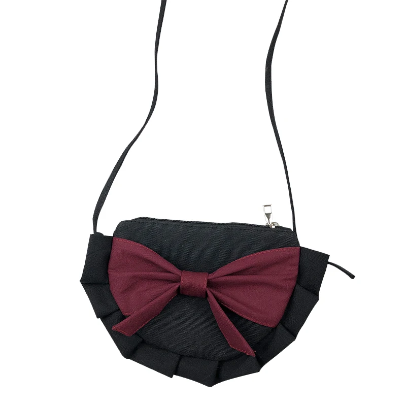 Women's Semicircular Handbag Crossbody Shoulder Bag Canvas Bow Ruffled Zipper Wallet |